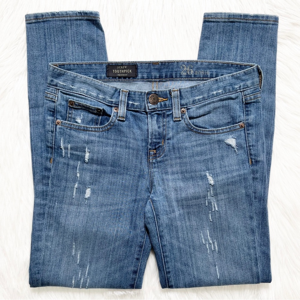 J. Crew Distressed Razor Frayed Toothpick Skinny Jeans - Picture 6 of 10
